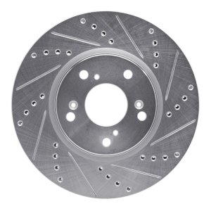 Honda Accord Brake Rotor (1) - Front Right - R1 Concepts - Drilled & Slotted - Silver - `13-`22